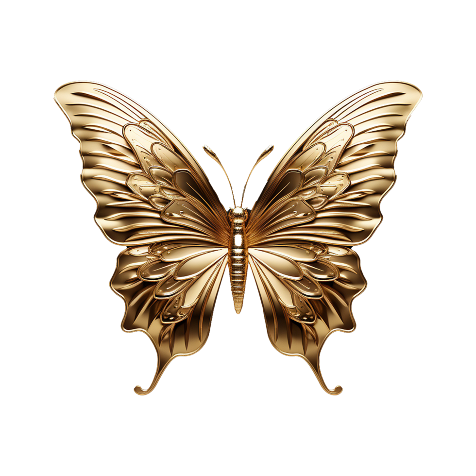 AI generated Golden butterfly isolated on transparent background png