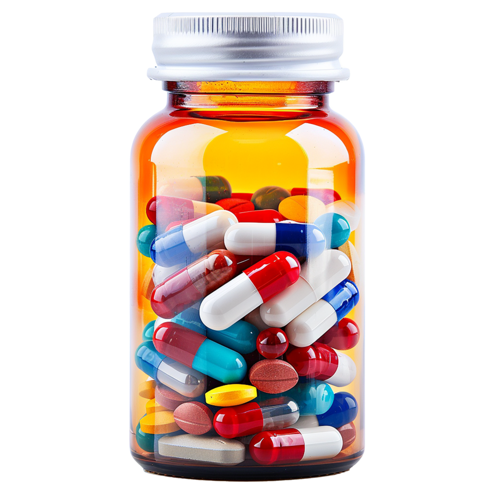 AI generated Pills bottle isolatedon transparent background png