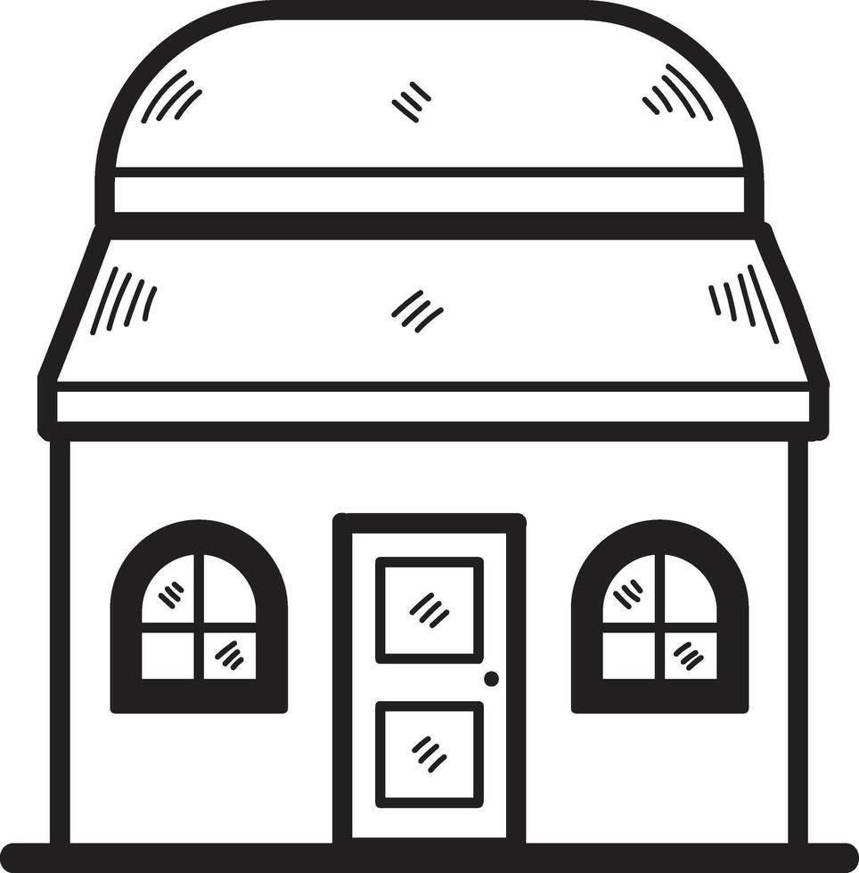 Hand Drawn Shop fronts and buildings in flat style vector