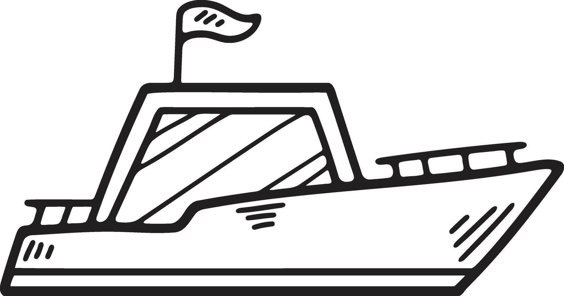 Hand Drawn Yacht or private boat in flat style vector