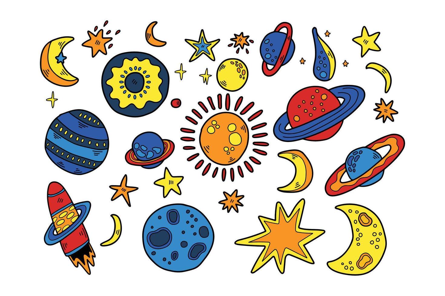 Hand Drawn stars and space in flat style vector