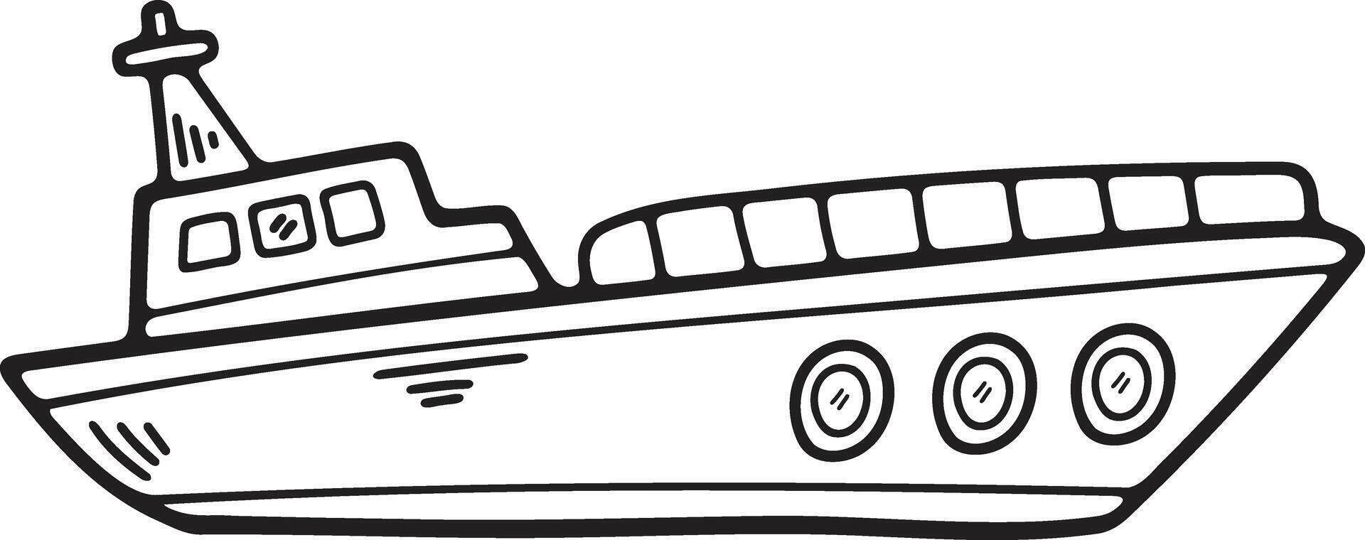 Hand Drawn Yacht or private boat in flat style vector
