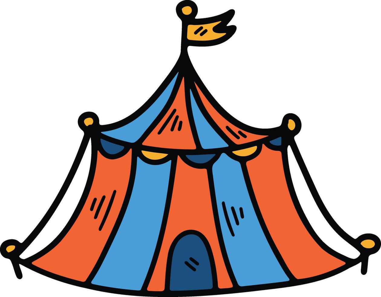 Hand Drawn Carnival tent in flat style vector