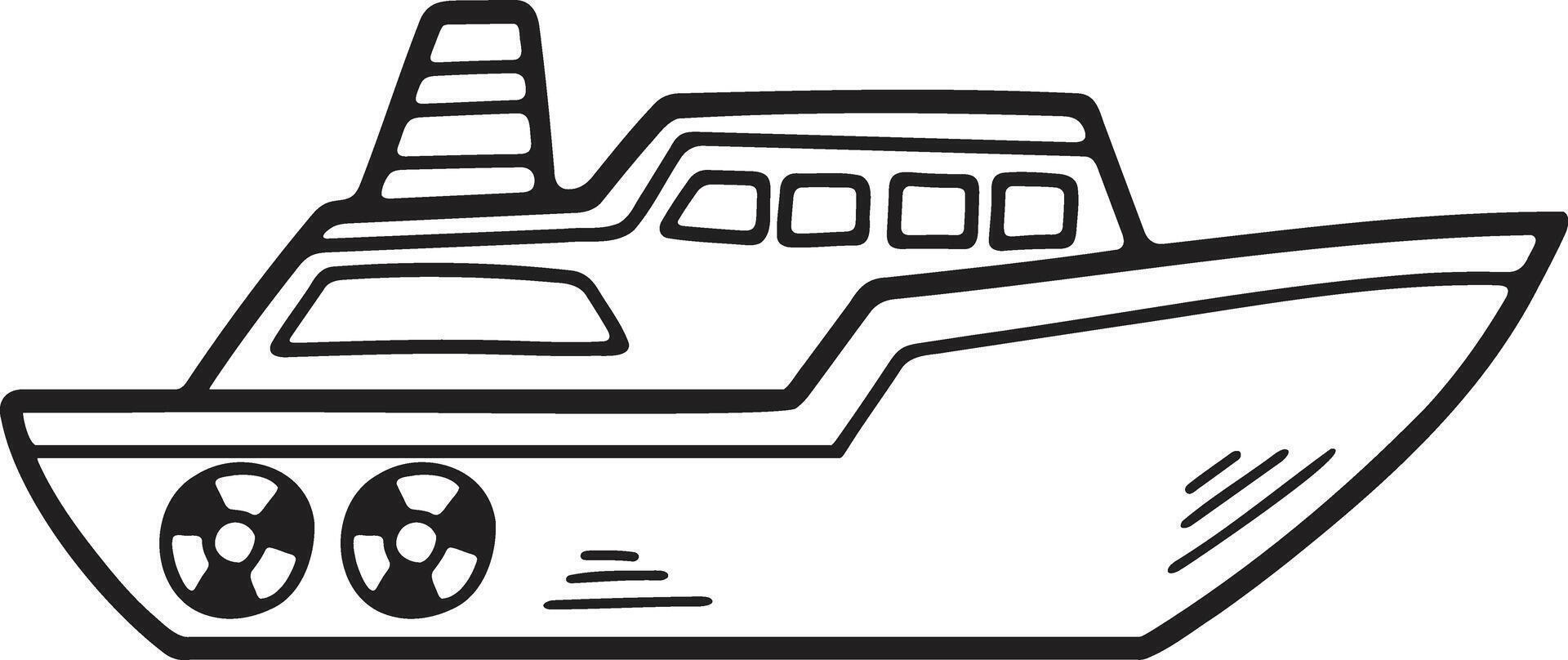 Hand Drawn Yacht or private boat in flat style vector