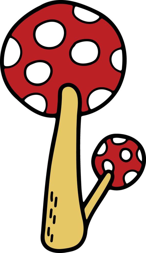 Hand Drawn Mushrooms or poisonous mushrooms in flat style vector