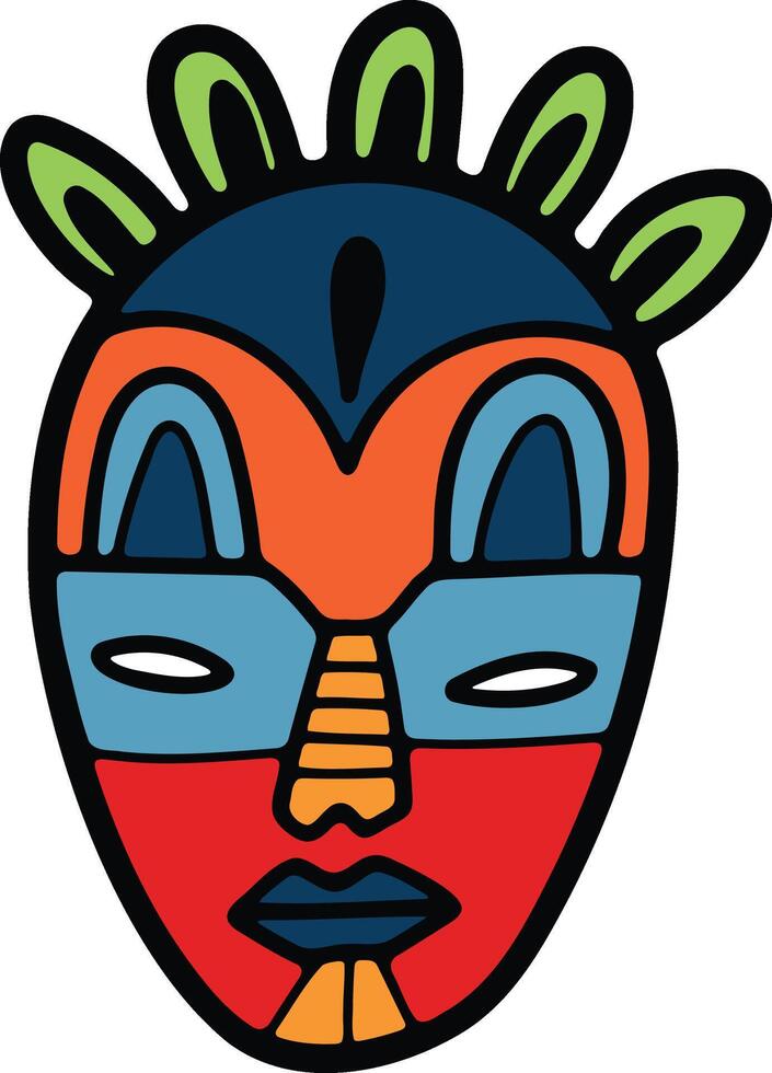 Hand Drawn tribal mask in flat style vector