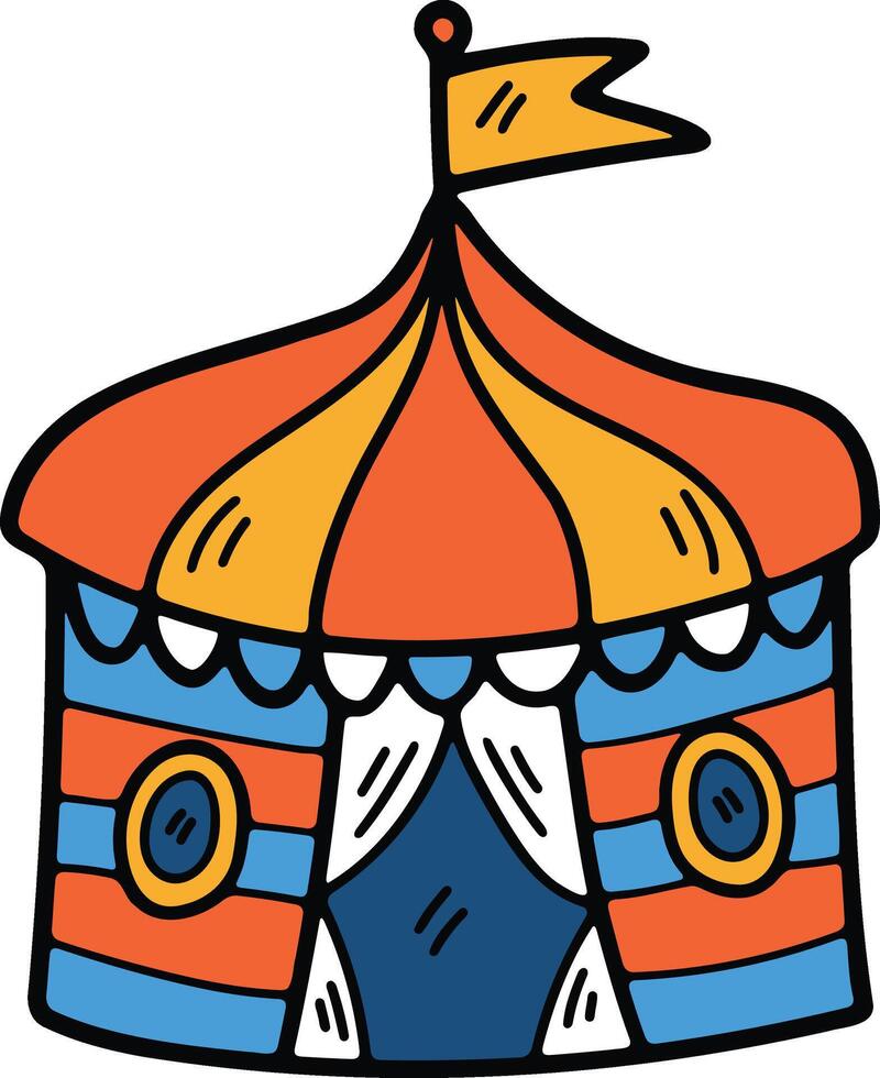 Hand Drawn Carnival tent in flat style vector