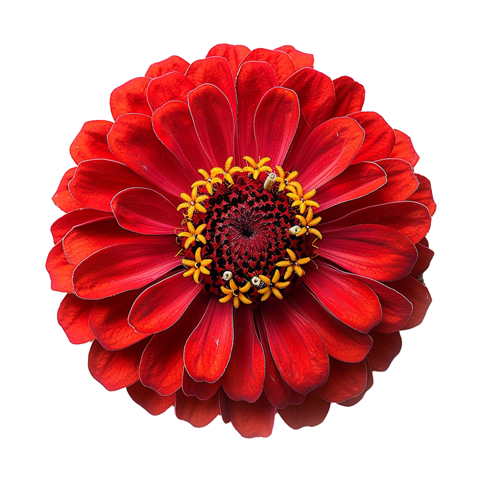 AI generated Red zinnia flower isolated on transparent background png