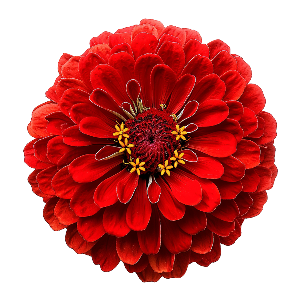AI generated Red zinnia flower isolated on transparent background png