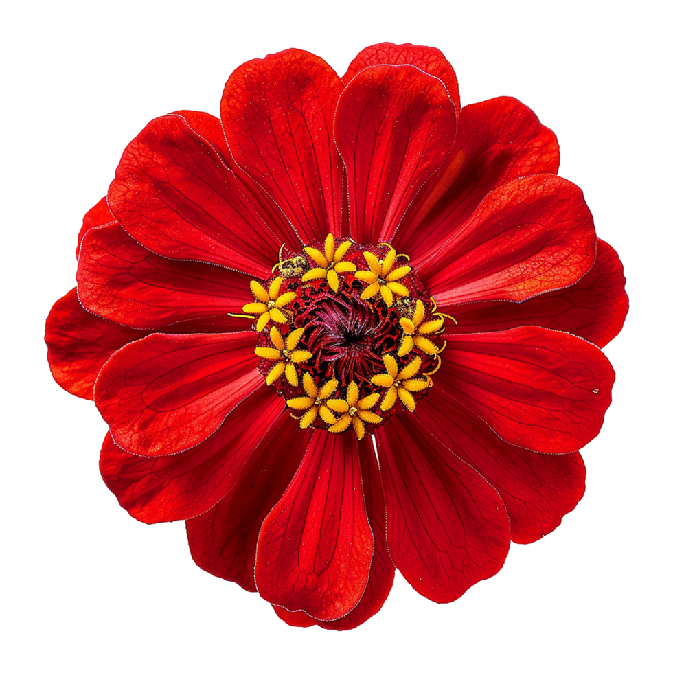 AI generated Red zinnia flower isolated on transparent background png