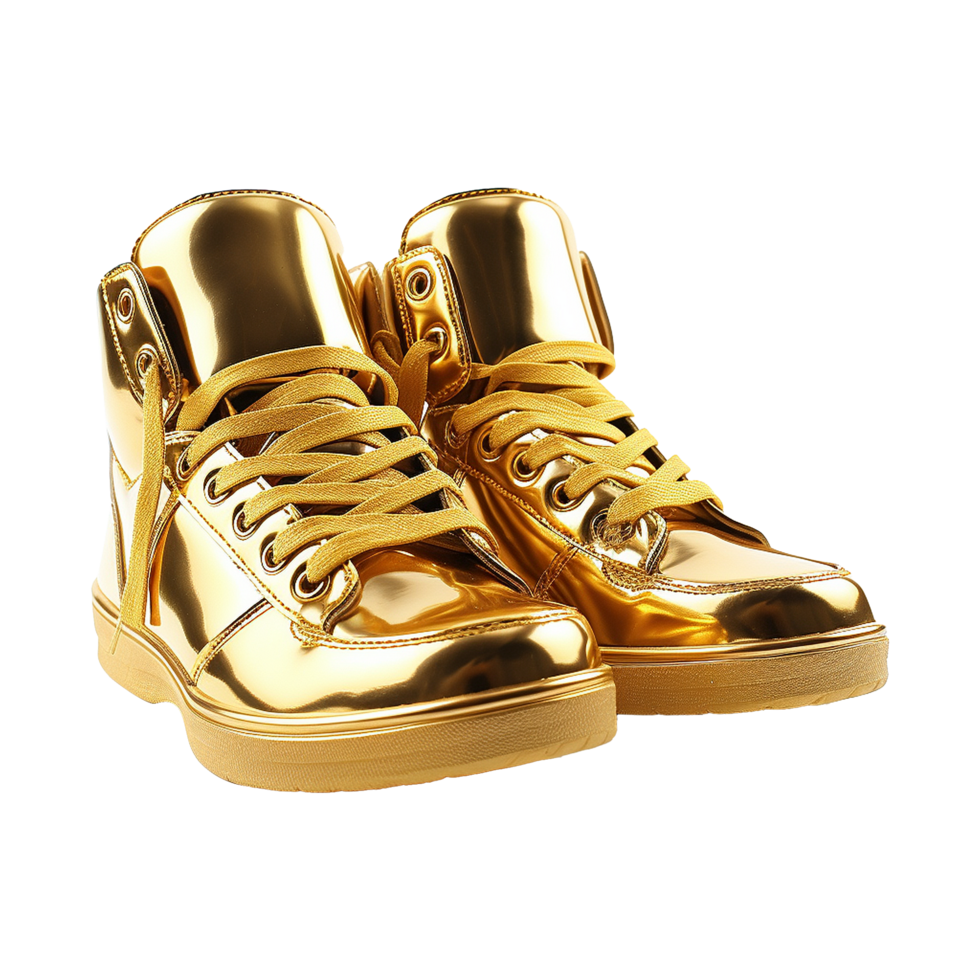 AI generated A gold shoe isolated on transparent background png