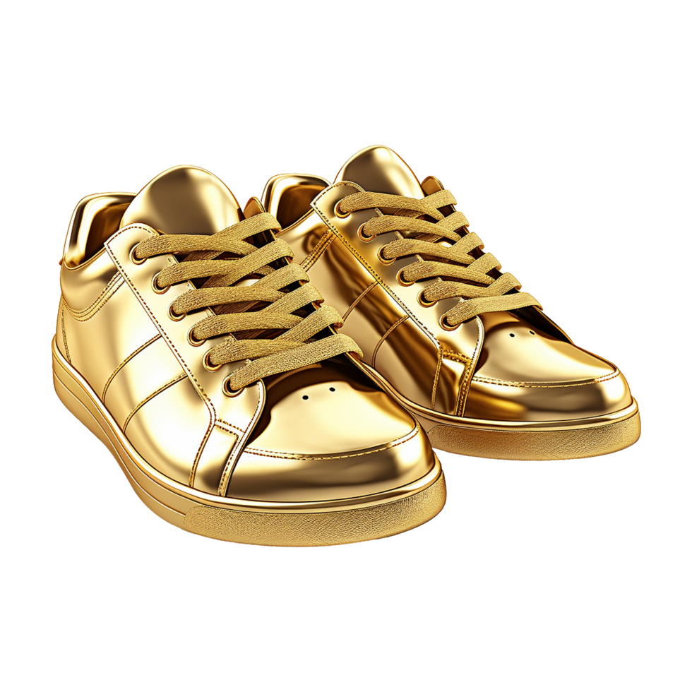 AI generated A gold shoe isolated on transparent background png