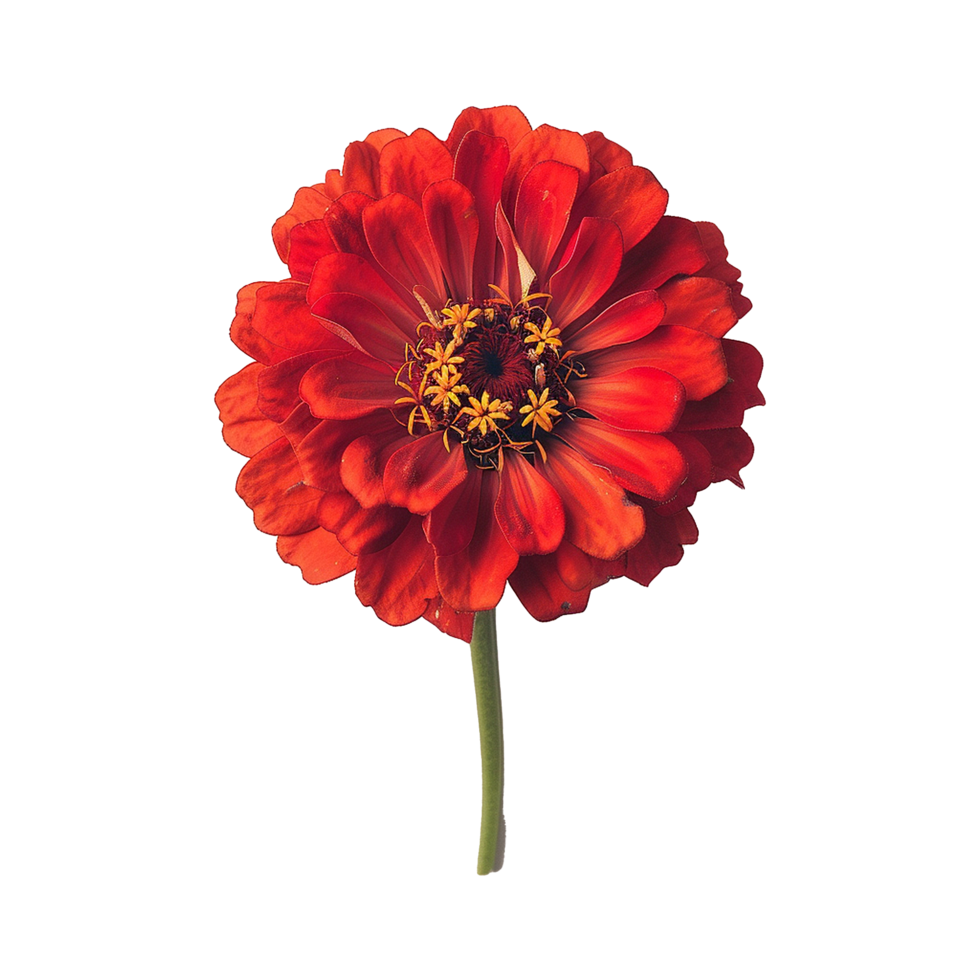 AI generated Red zinnia flower isolated on transparent background png