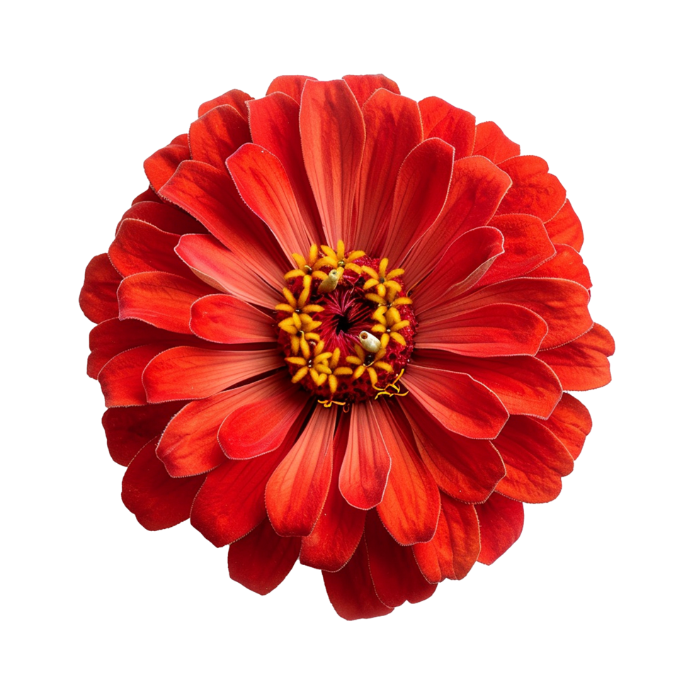 AI generated Red zinnia flower isolated on transparent background png