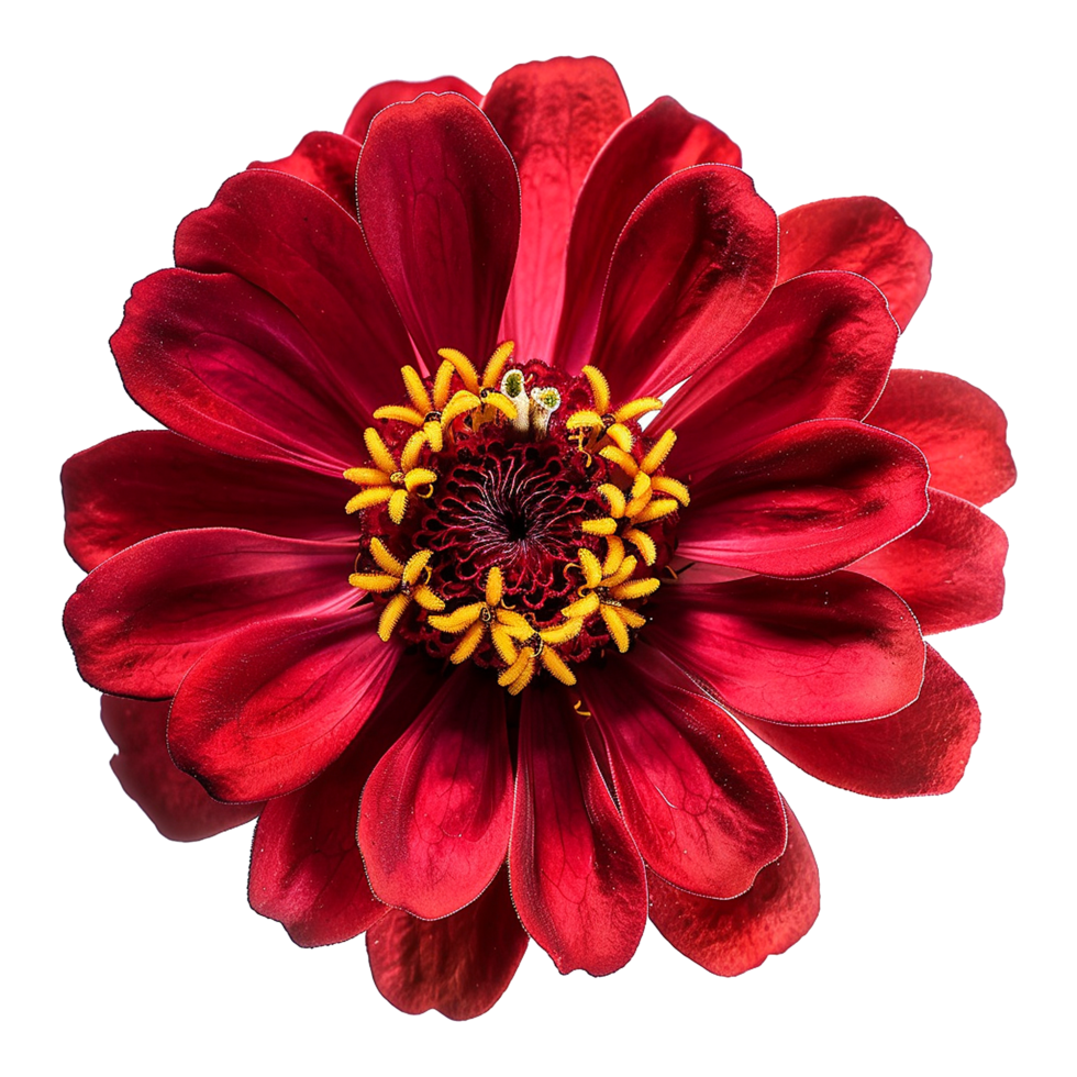 AI generated Red zinnia flower isolated on transparent background png