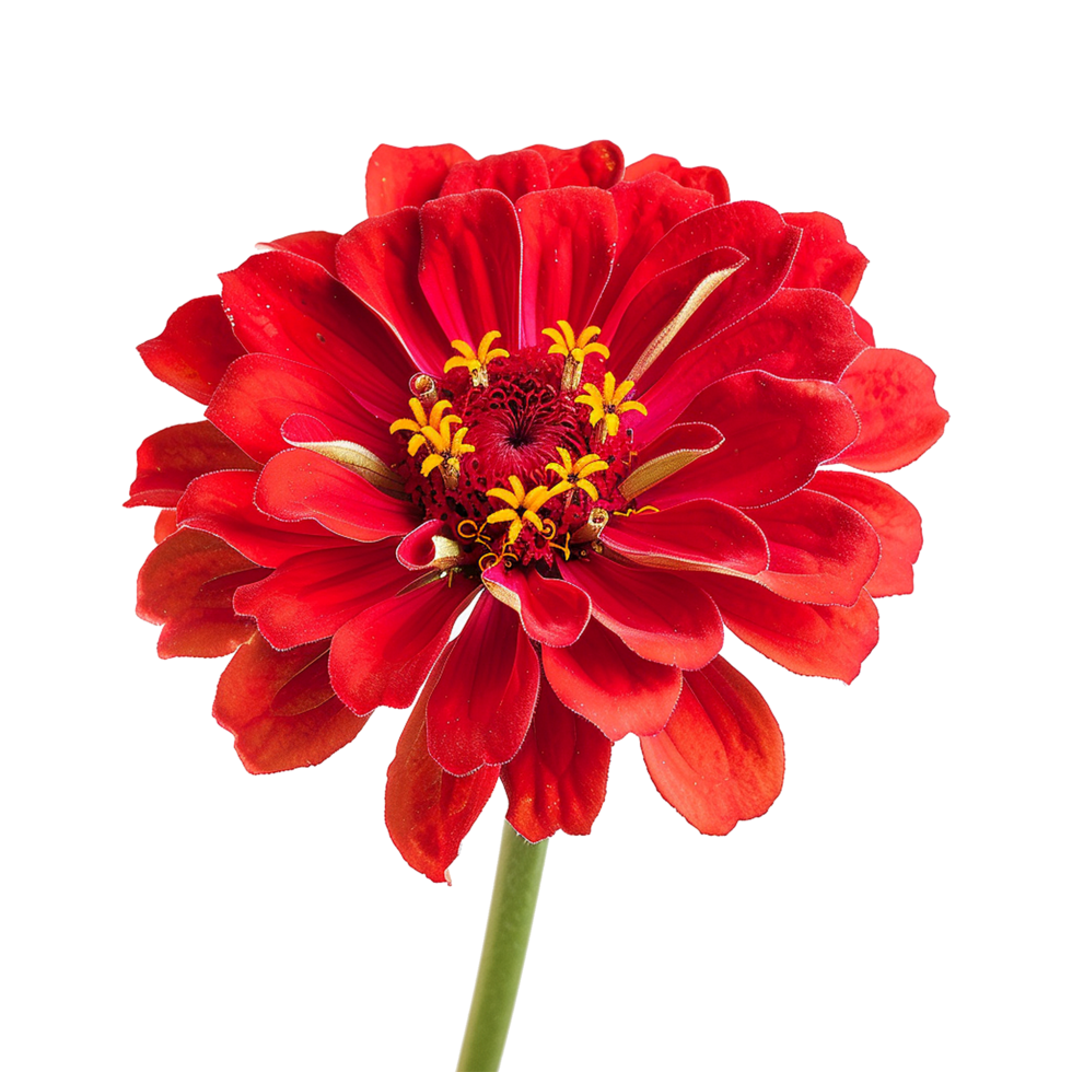 AI generated Red zinnia flower isolated on transparent background png