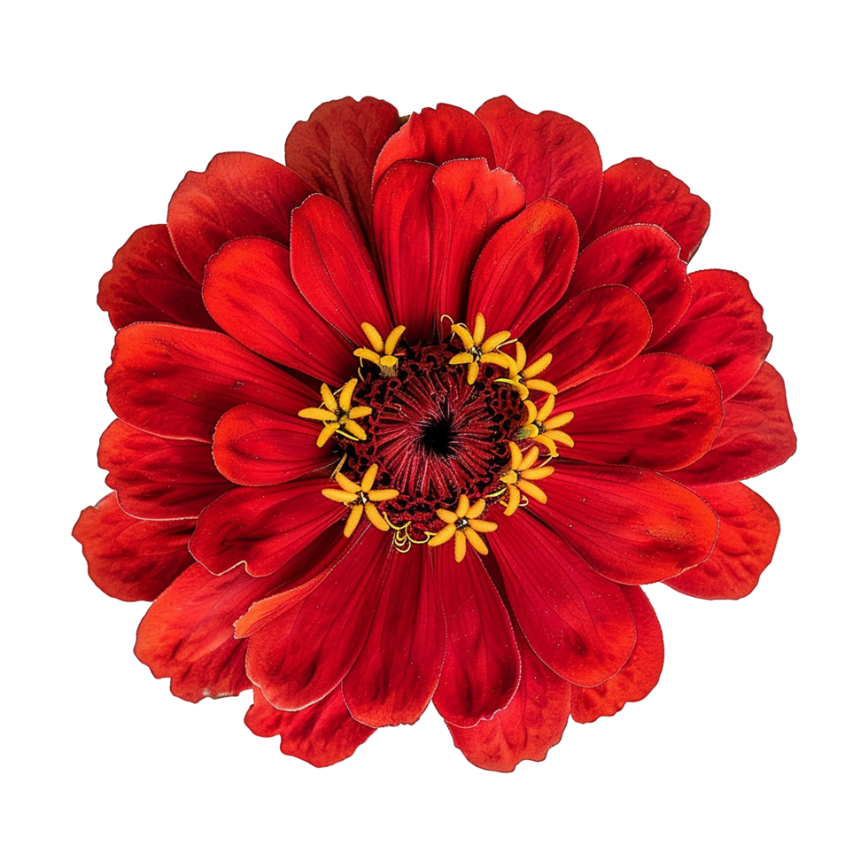 AI generated Red zinnia flower isolated on transparent background png