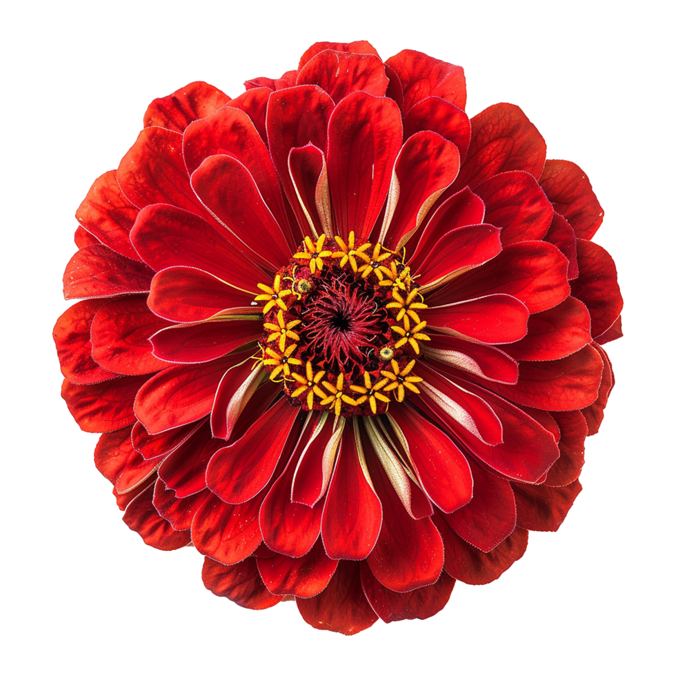 AI generated Red zinnia flower isolated on transparent background png