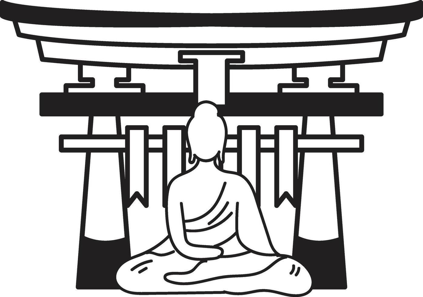 Hand Drawn Buddha sculpture in flat style vector