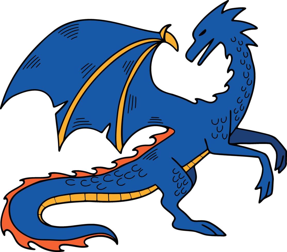 Hand Drawn dragon character in flat style vector