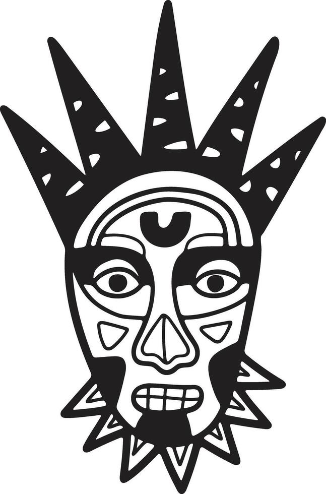 Hand Drawn tribal mask in flat style vector