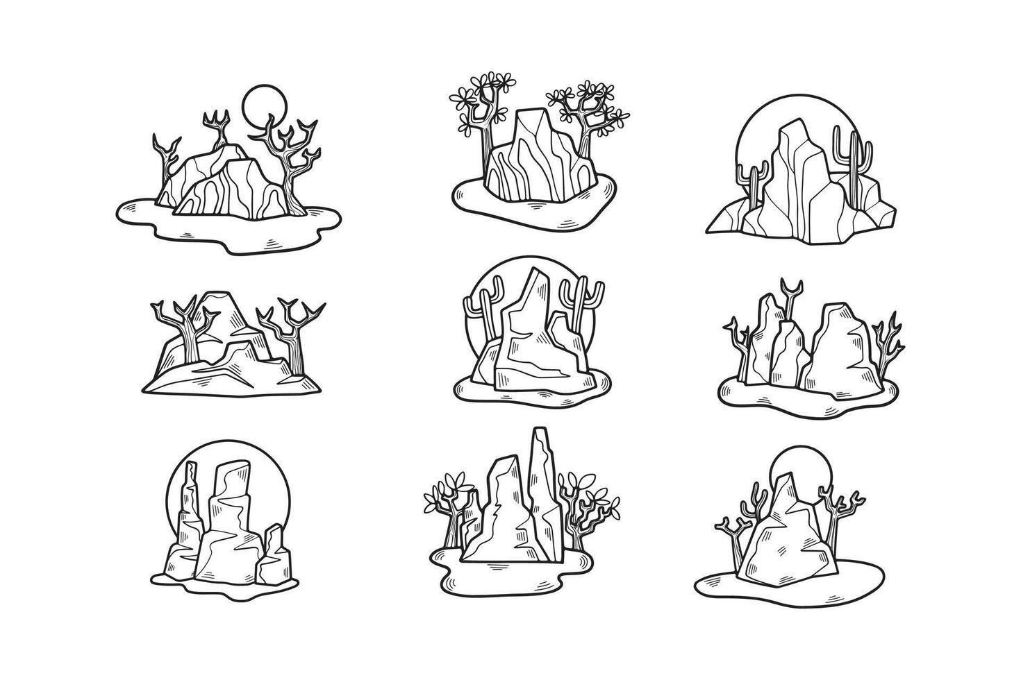 Hand Drawn natural island in flat style vector