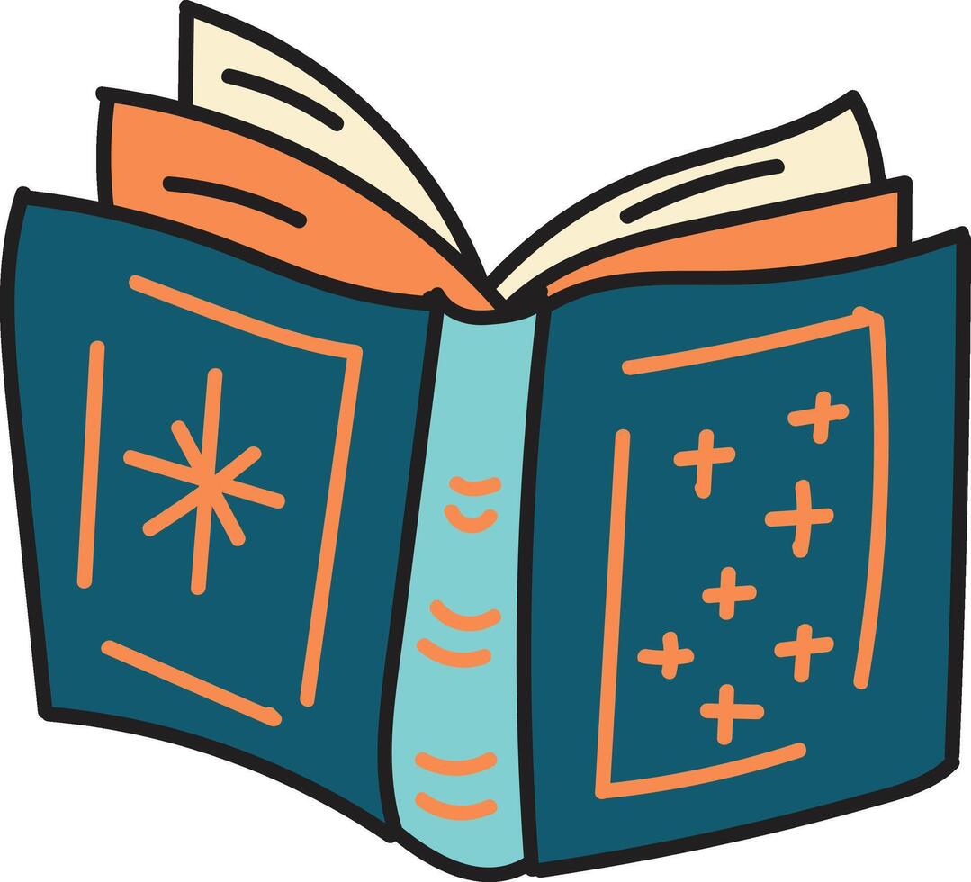 Hand Drawn open book in flat style vector