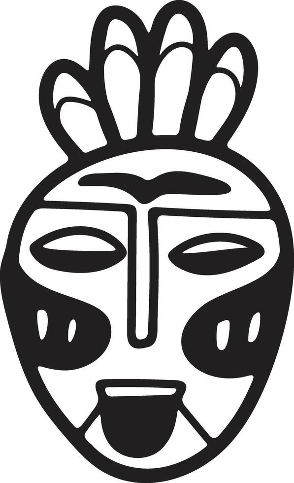 mano dibujado tribal máscara en plano estilo vector