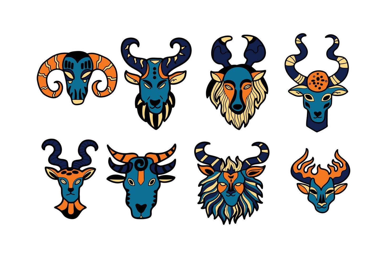 Hand Drawn zodiac mask in flat style vector
