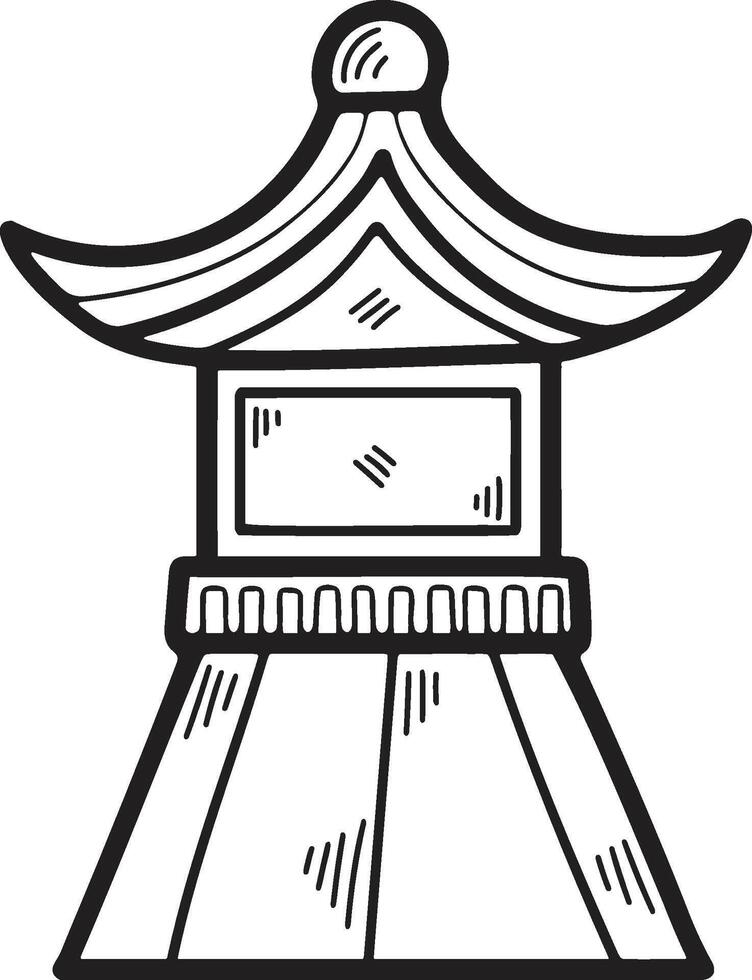 Hand Drawn Japanese and Chinese style lantern pole in flat style vector