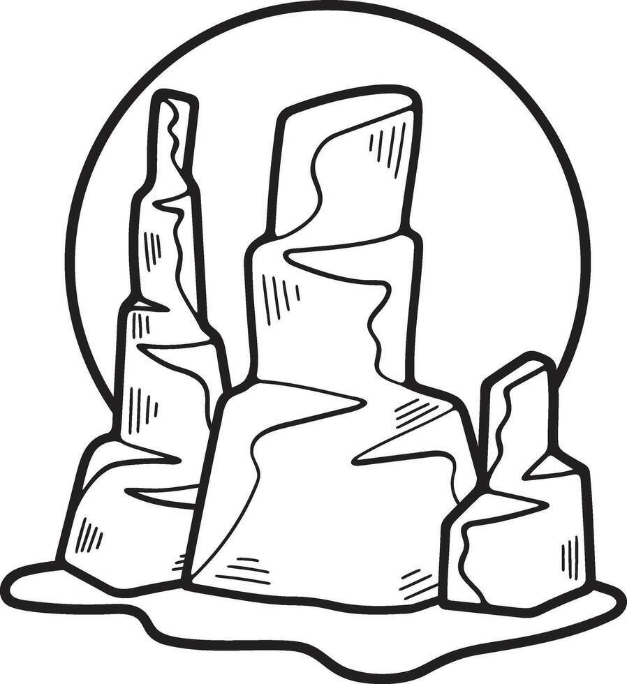 Hand Drawn natural island in flat style vector