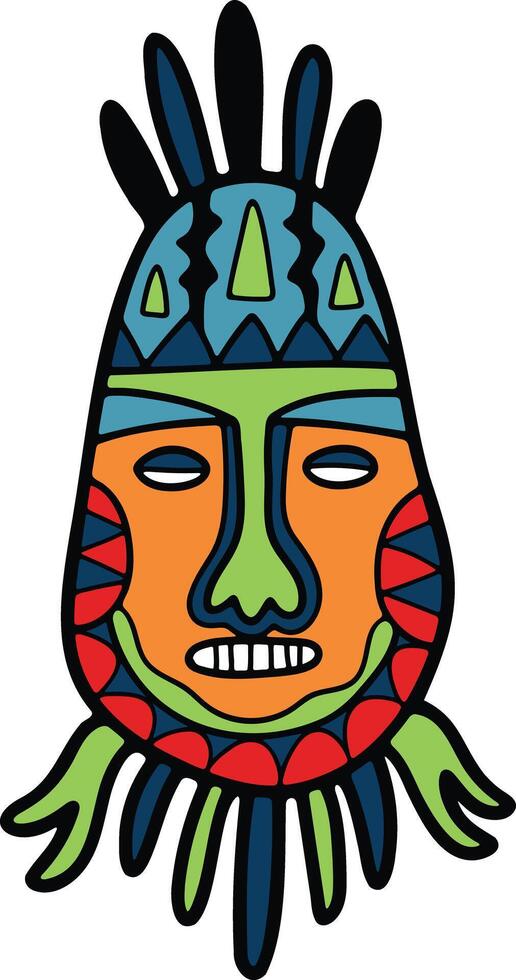 Hand Drawn tribal mask in flat style vector