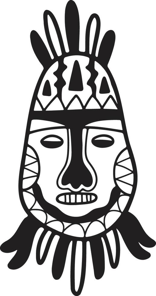 Hand Drawn tribal mask in flat style vector