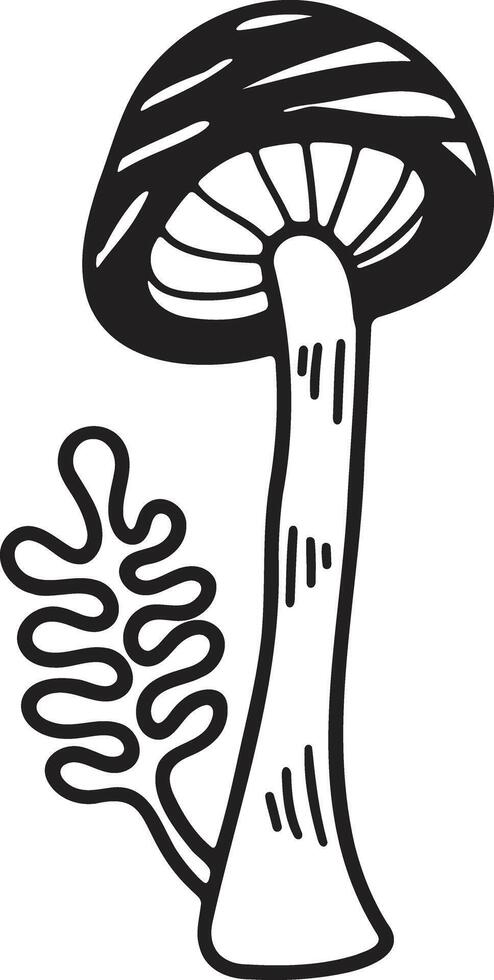 Hand Drawn Mushrooms or poisonous mushrooms in flat style vector