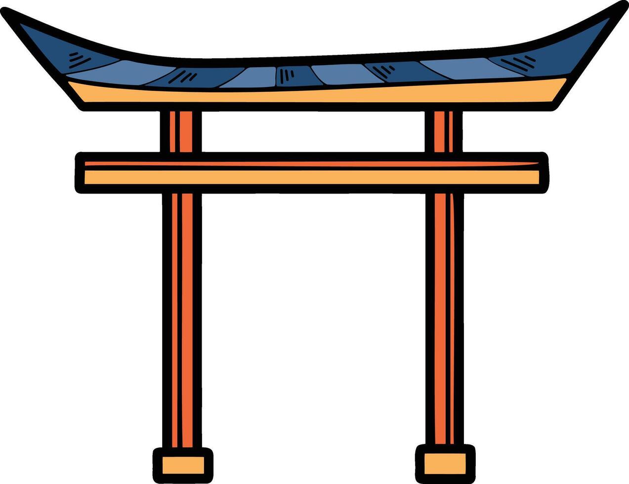 mano dibujado japonés y chino estilo pabellones o pagodas en plano estilo vector