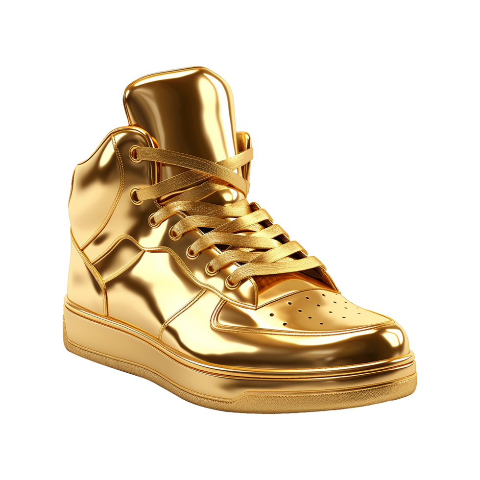 AI generated A gold shoe isolated on transparent background png