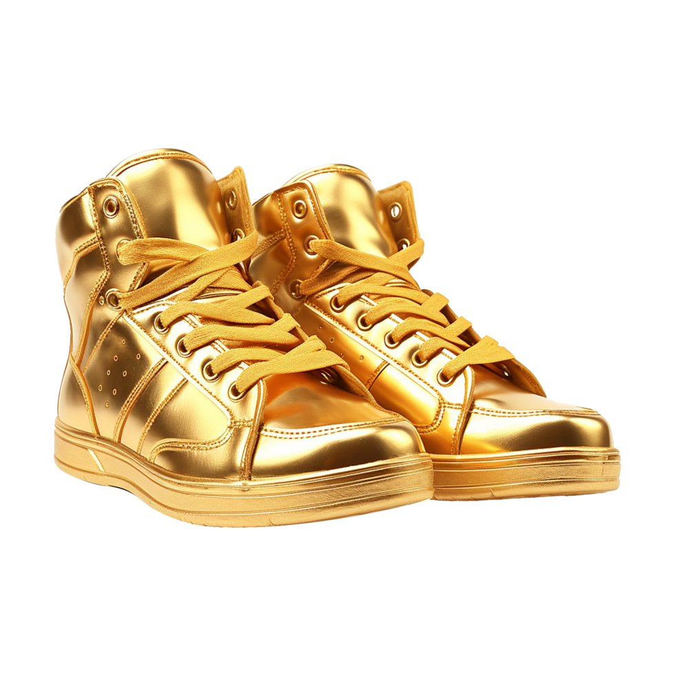 AI generated A gold shoe isolated on transparent background png