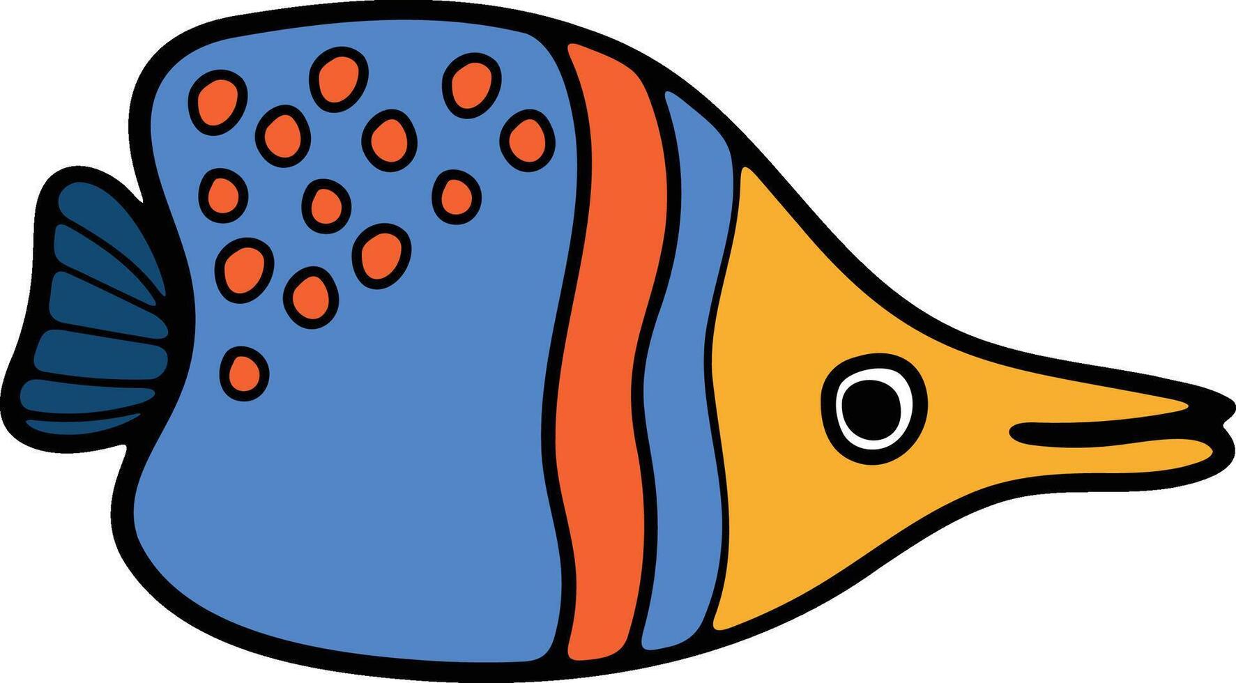 mano dibujado profundo mar pescado en plano estilo vector