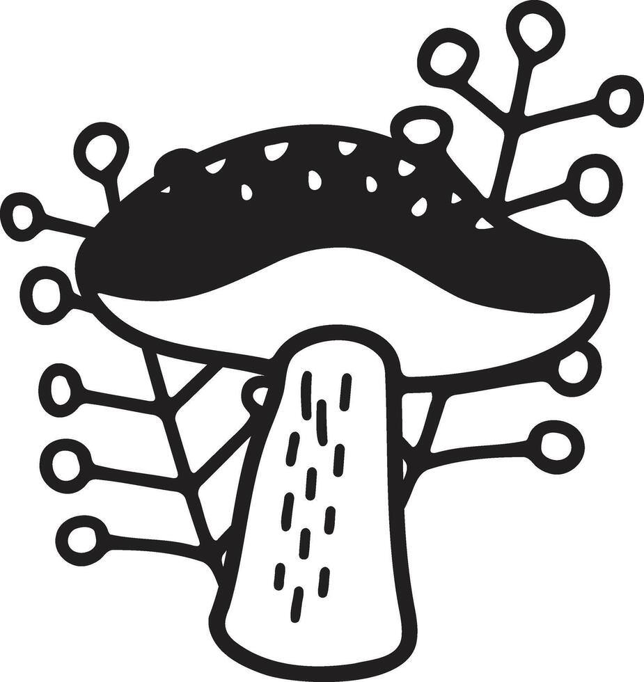 mano dibujado hongos o venenoso hongos en plano estilo vector