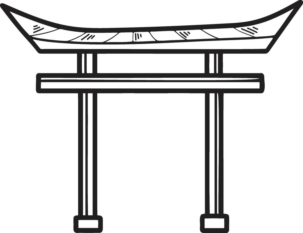 mano dibujado japonés y chino estilo pabellones o pagodas en plano estilo vector