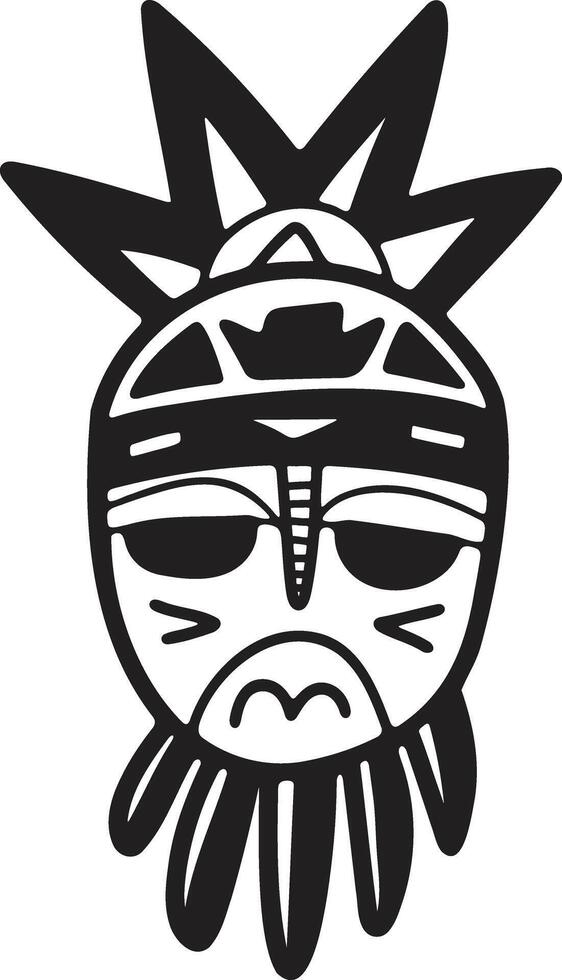 Hand Drawn tribal mask in flat style vector