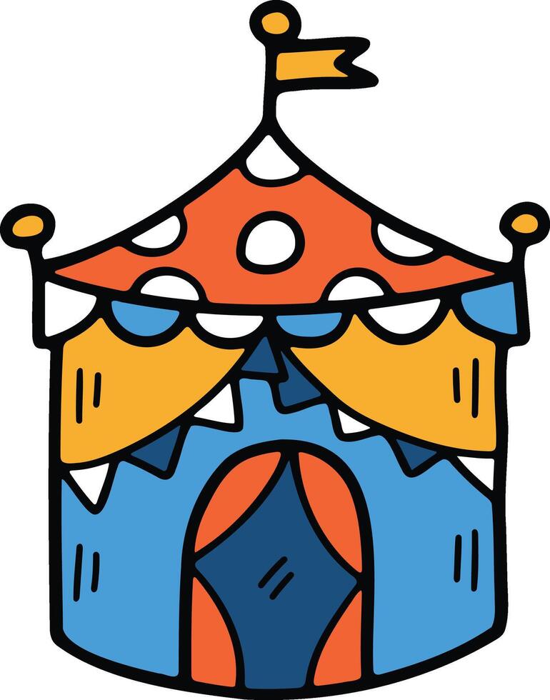 Hand Drawn Carnival tent in flat style vector