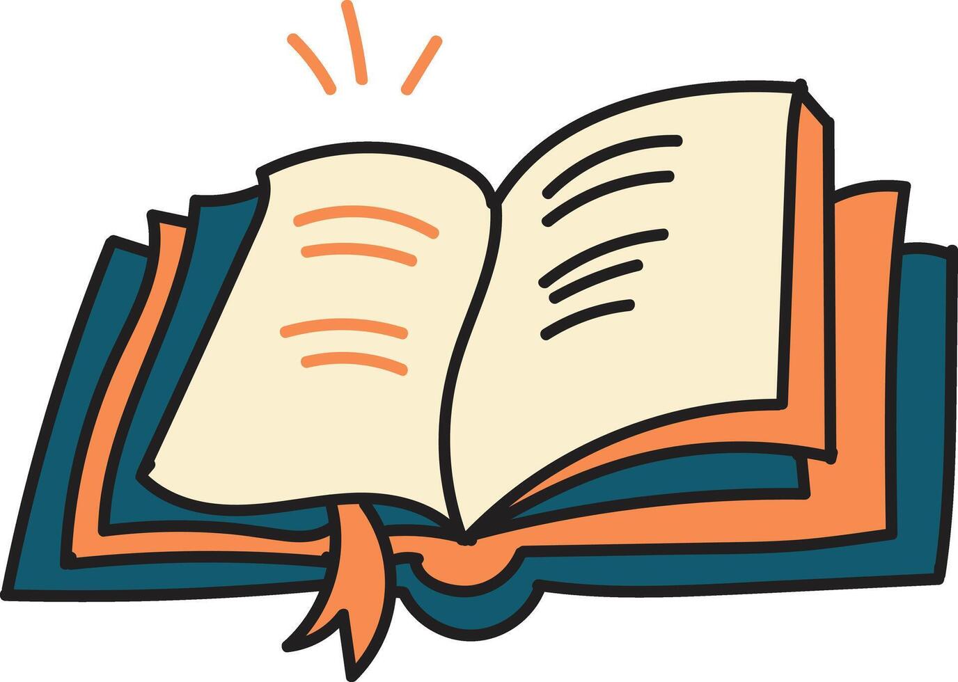 Hand Drawn open book in flat style vector