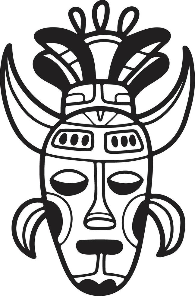 Hand Drawn tribal mask in flat style vector