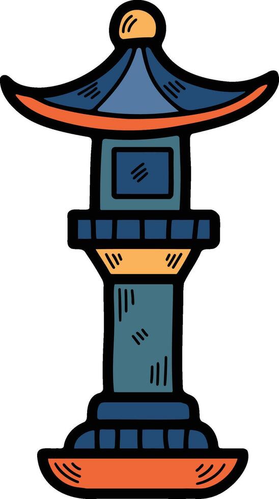 Hand Drawn Japanese and Chinese style lantern pole in flat style vector