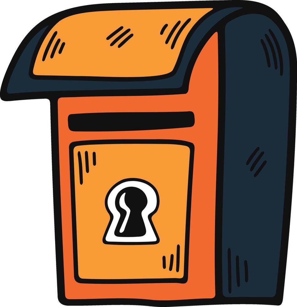 Hand Drawn vintage postal box in flat style vector