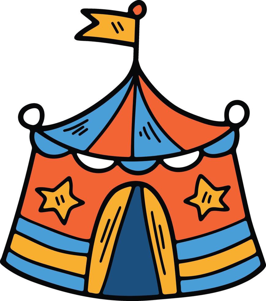 Hand Drawn Carnival tent in flat style vector