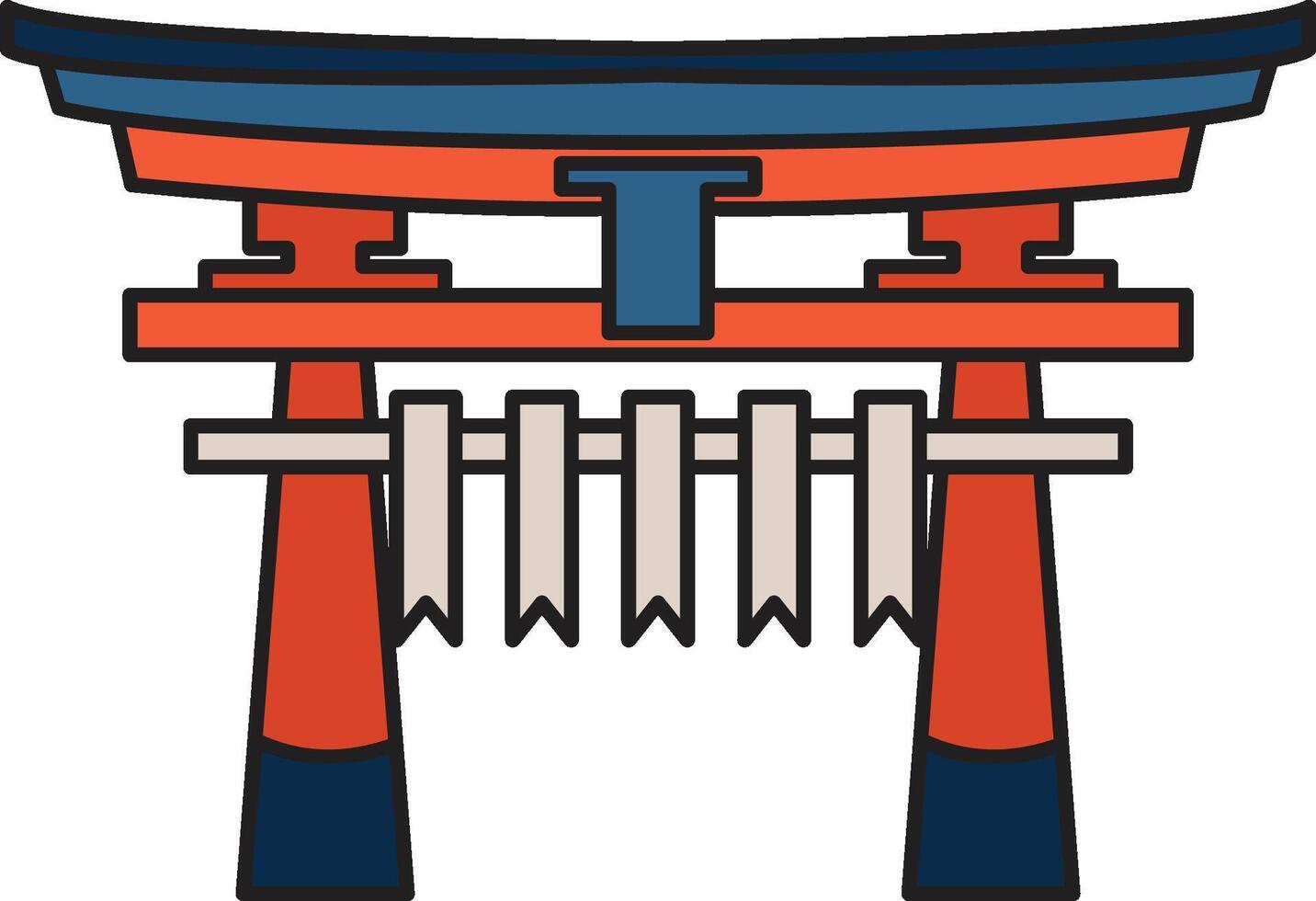 Hand Drawn Japanese and Chinese style pavilions or pagodas in flat style vector