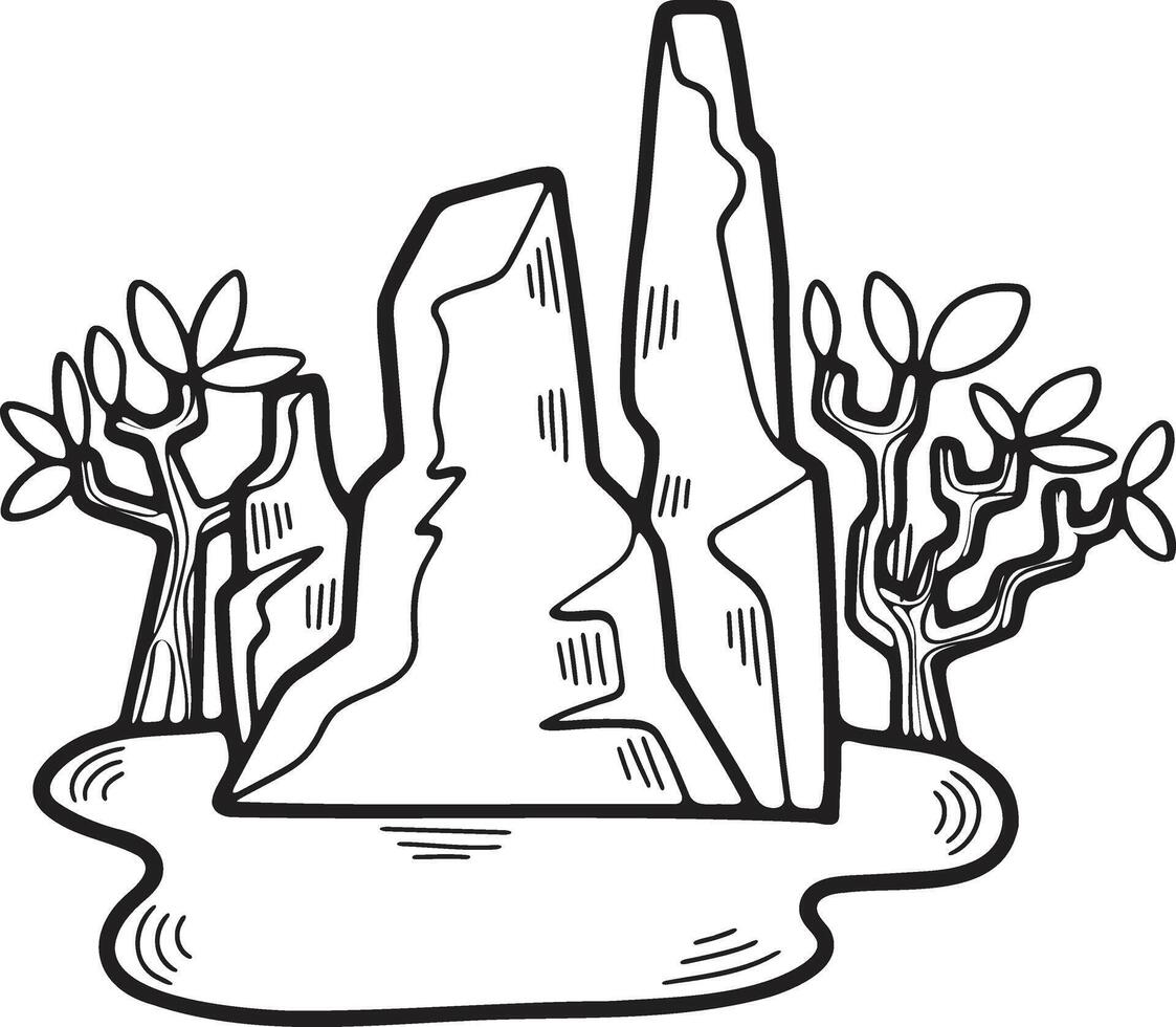 Hand Drawn natural island in flat style vector