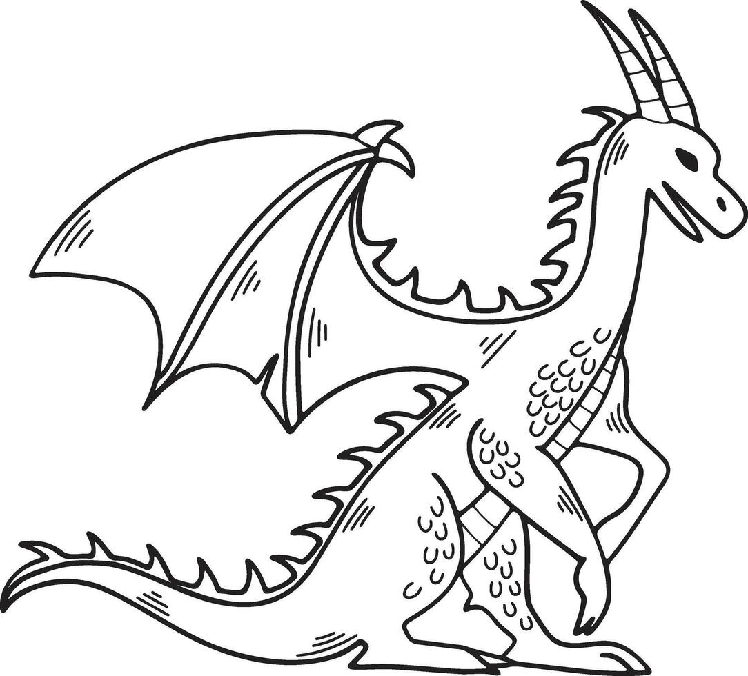 Hand Drawn dragon character in flat style vector